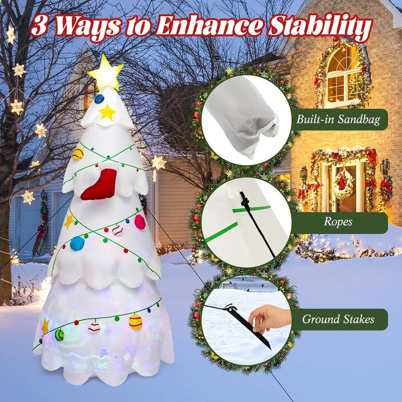 Tangkula 8ft Lighted Inflatable Christmas Tree with Rotating LED Lights, Waterproof Polyester for Indoor/Outdoor Holiday Decor