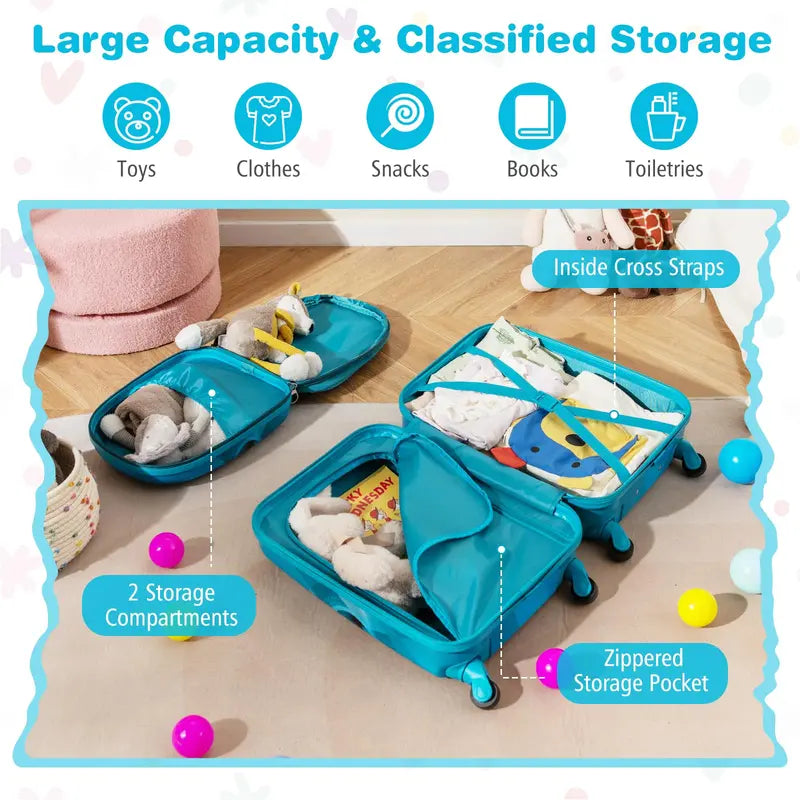 Toddler Travel Luggage Set – Navy 2-Piece Spinner Suitcase Bundle for Young Travelers