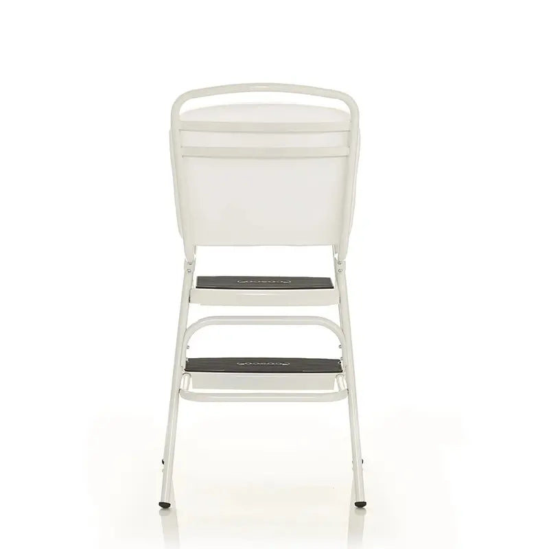 COSCO Stylaire Retro Step Stool Chair  Flip-Up Seat Design, White Finish, Single Unit