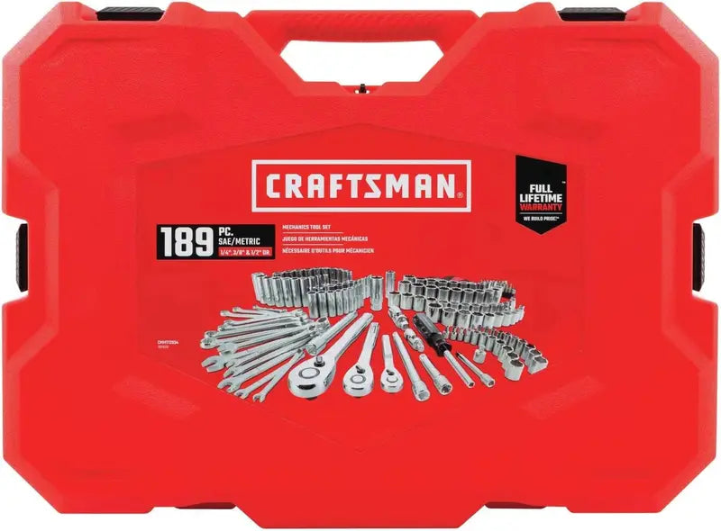CRAFTSMAN 189-Piece Mechanics Tool Set  Includes 1/4 and 3/8 Drive Ratchets, Sockets, and Accessories (CMMT12134)