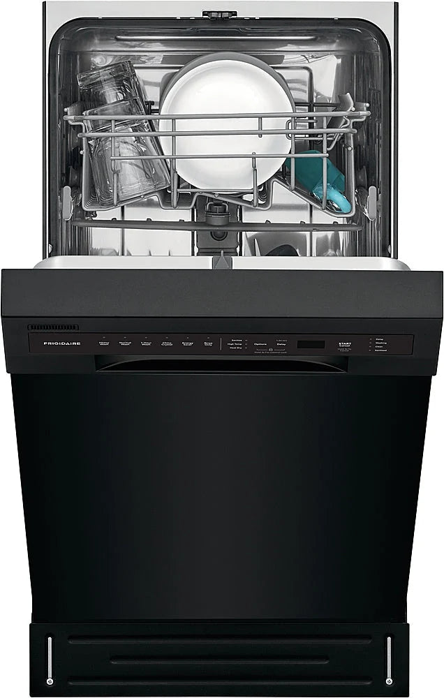Frigidaire - 18" Compact Front Control Built-In Dishwasher with Stainless Steel Tub, 52 dBA - Black