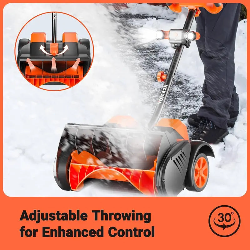 Cordless 48V Snow Blower with Wheels  16-Inch Brushless Shovel Featuring LED Lights, Directional Plate & Dual Batteries