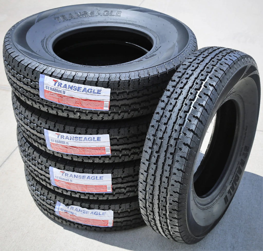 Set of 4 Transeagle ST Radial II Steel Belted ST225/75R15 225/75R15 117/112 L E 10 Ply Trailer Tires
