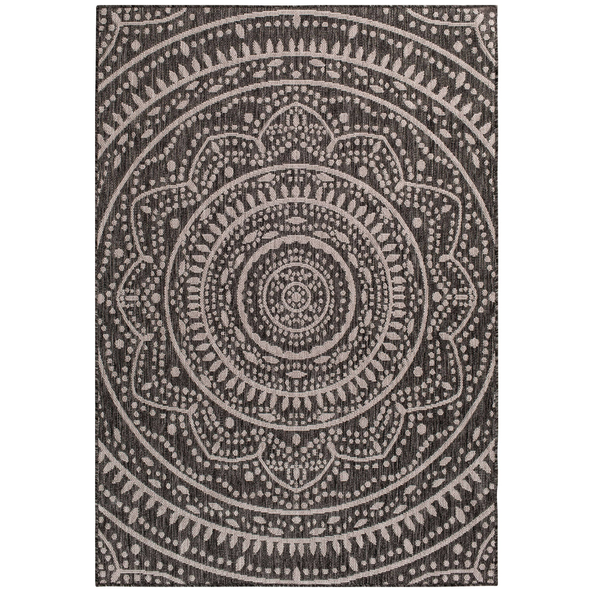 Mainstays Gray Global Medallion Indoor Outdoor Area Rug, 6'x9', Size: 6' x 9'