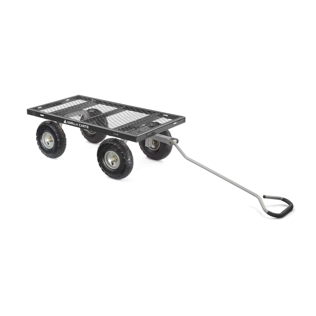 Gorilla Carts 800 Pound Capacity Heavy Duty Durable Steel Mesh Convertible Flatbed Garden Outdoor Hauling Utility Wagon Cart, Black