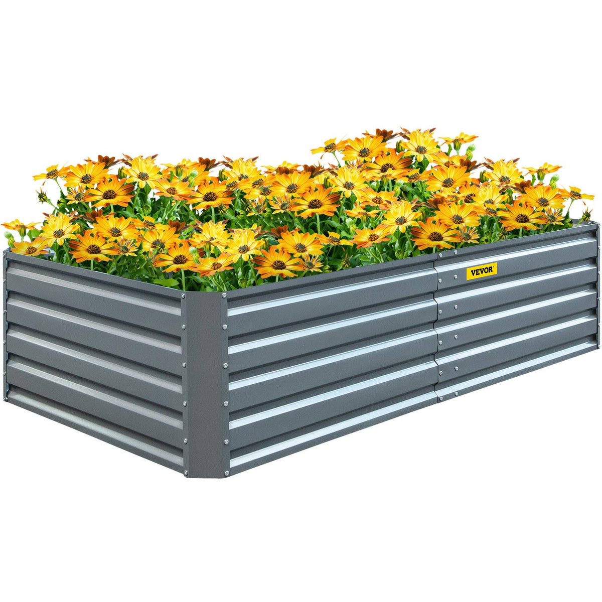 VEVOR Galvanized Raised Garden Bed, 80" x 40" x 19" Metal Planter Box, Gray Steel Plant Raised Garden Bed Kit, Planter Boxes ou
