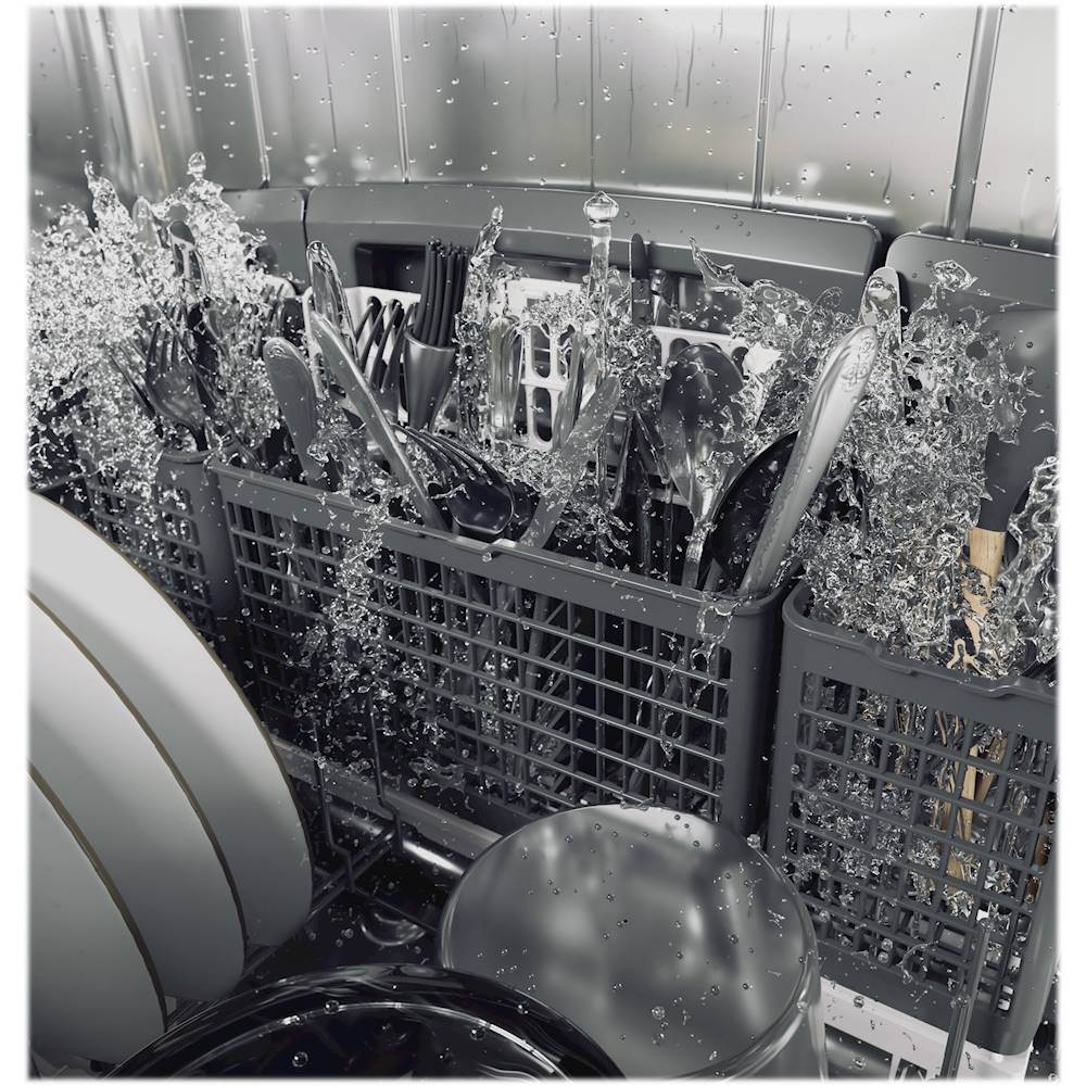 Café - Modern Glass Top Control Built-In Dishwasher with Stainless Steel Tub, 3rd Rack, 45dBA - Platinum glass
