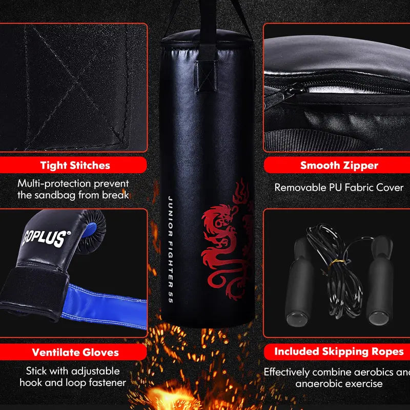 Complete Boxing Training Set  40-LB Heavy Bag, Gloves, Duffel Bag & Jump Rope