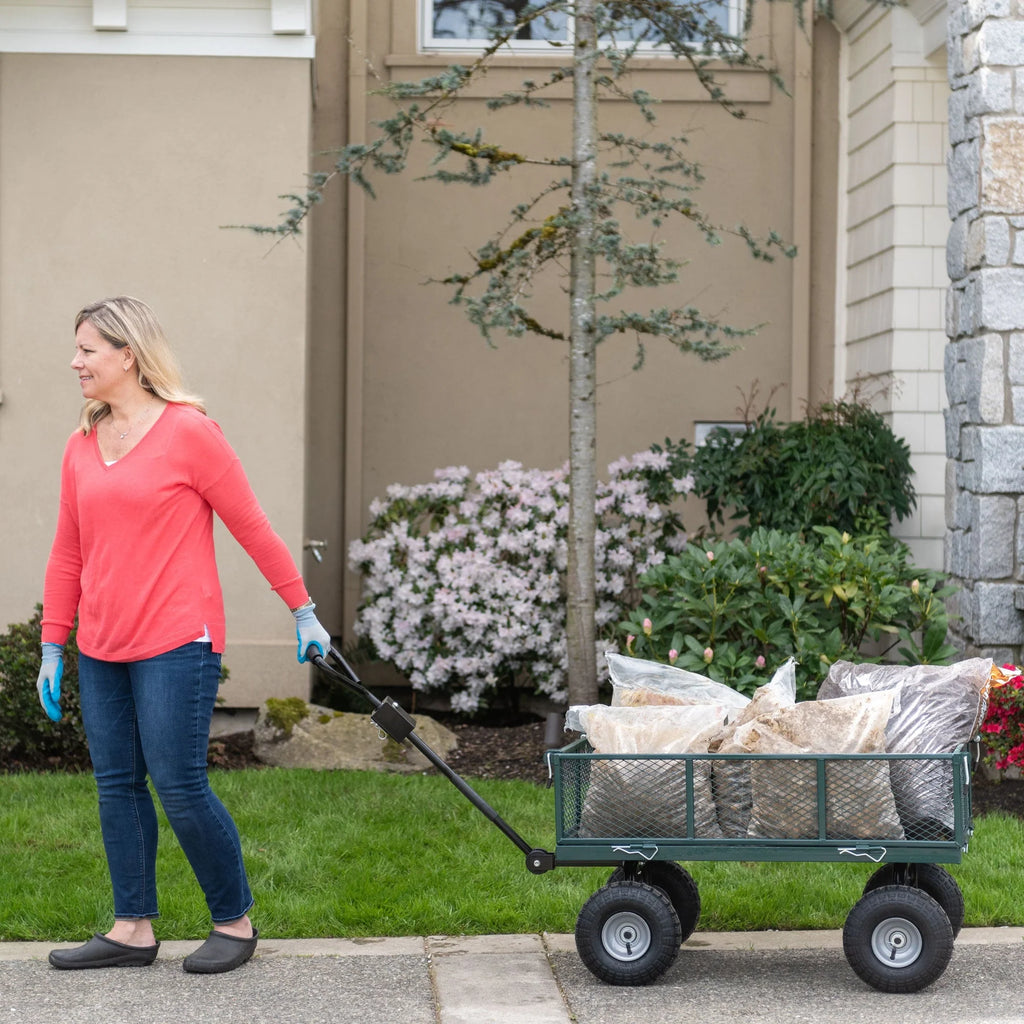 Garden Star 700lb Capacity . 38” x 20” Towable Mesh Garden Utility Cart