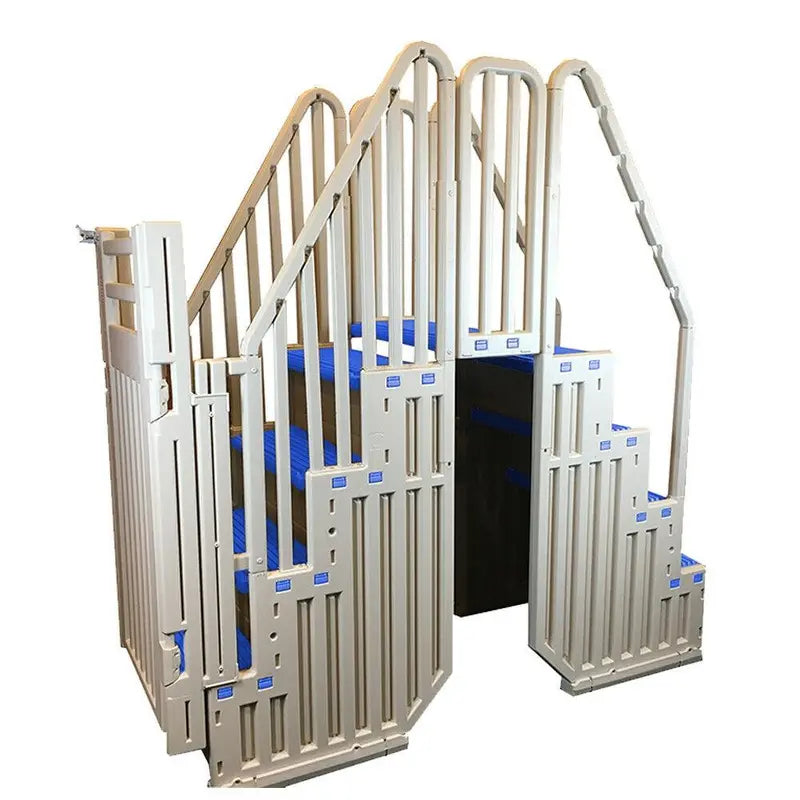 Confer Plastics Above-Ground Pool Kit  Warm Gray with Blue Steps & Secure Closure System