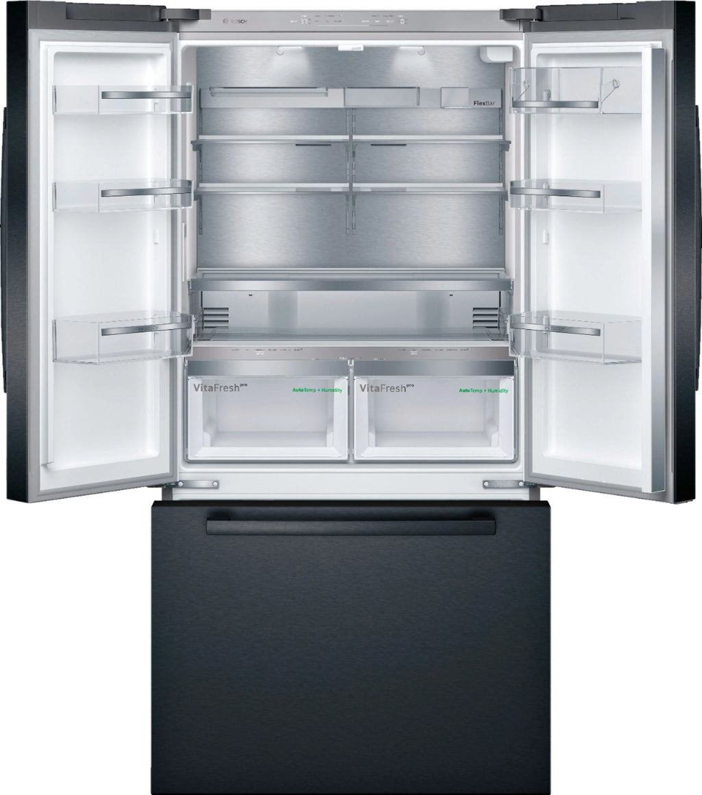 Bosch - 800 Series 21 Cu. Ft. French Door Counter-Depth Smart Refrigerator - Black stainless steel