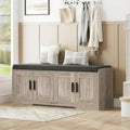 Two-Tier Entryway Bench with Thick Padded Seat & Shoe Storage – Modern Hallway Organizer