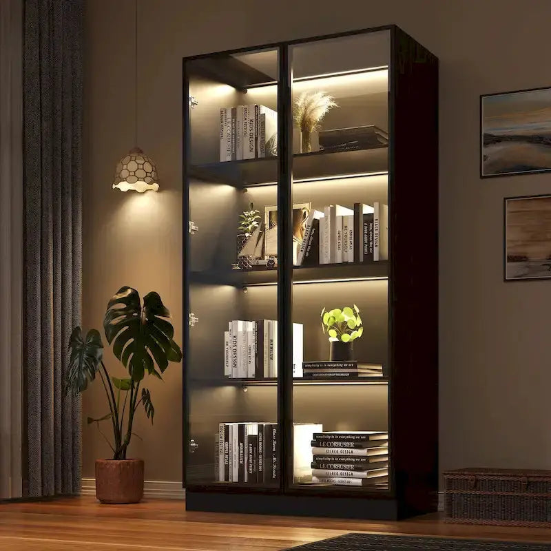 Tempered Glass Display Cabinet – 4-Tier Showcase with Adjustable Shelving