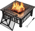 Devoko 32-Inch Outdoor Fire Pit Table  Weather-Resistant Metal Fireplace with Waterproof Cover for Patios