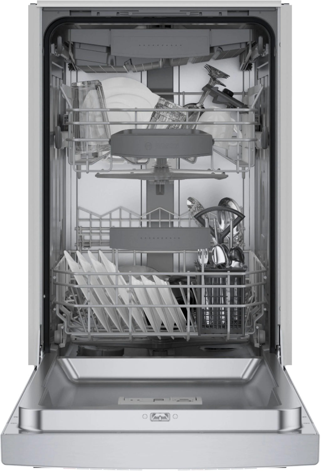 Bosch - 800 Series 18" Front Control Smart Built-In Stainless Steel Tub Dishwasher with 3rd Rack, 44 dBA - Stainless steel