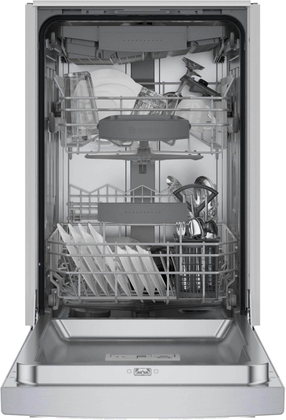 Bosch - 800 Series 18" Front Control Smart Built-In Stainless Steel Tub Dishwasher with 3rd Rack, 44 dBA - Stainless steel