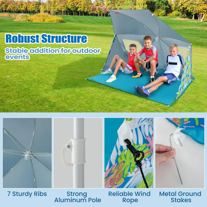 Convertible 2-to-4-Person Beach Tent  Dual-Side Sun Shelter with Roll-Up Windows