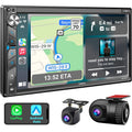 Double Din Car Stereo with Dash Cam - Voice Control Carplay, Android Auto, Steering Wheel Controls, 7" HD Touchscreen, Backup Camera, Bluetooth, Mirror Link, Subw, USB/TF/AUX, AM/FM Radio Receiver