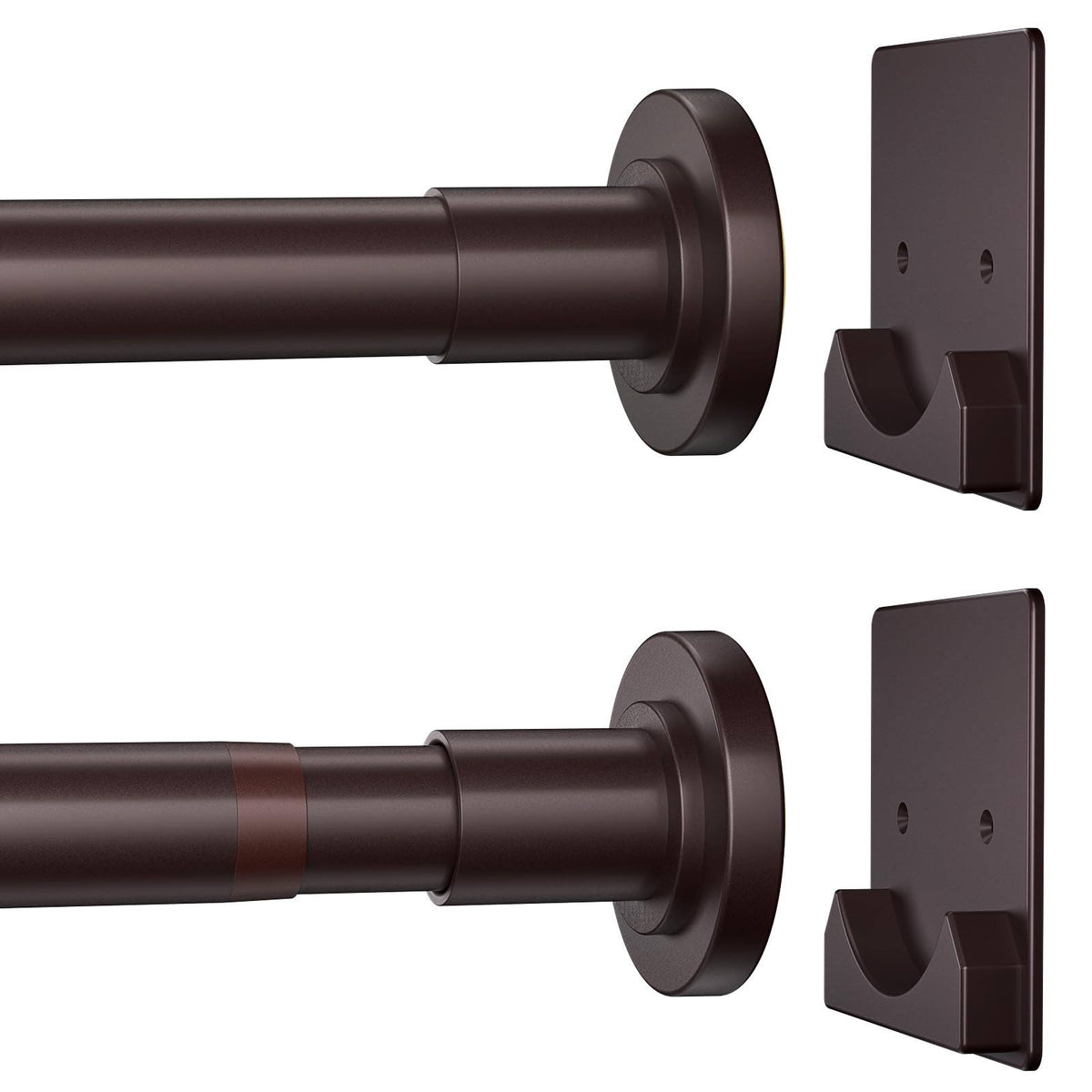 CorkLatta Matte Bronze Shower Curtain Rod,1 inch Diameter Stainless Steel Adjustable Spring Tension Rods 32 to 50",With Holders,Anti-Slip,No Drilling