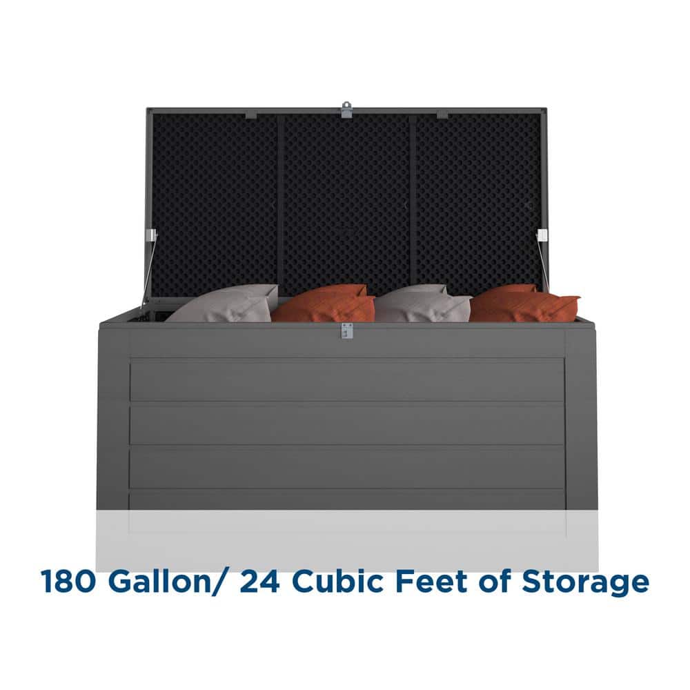 Cosco 88180BGY1E 180 Gal. Extra Large . Black and Charcoal Outdoor Deck Box