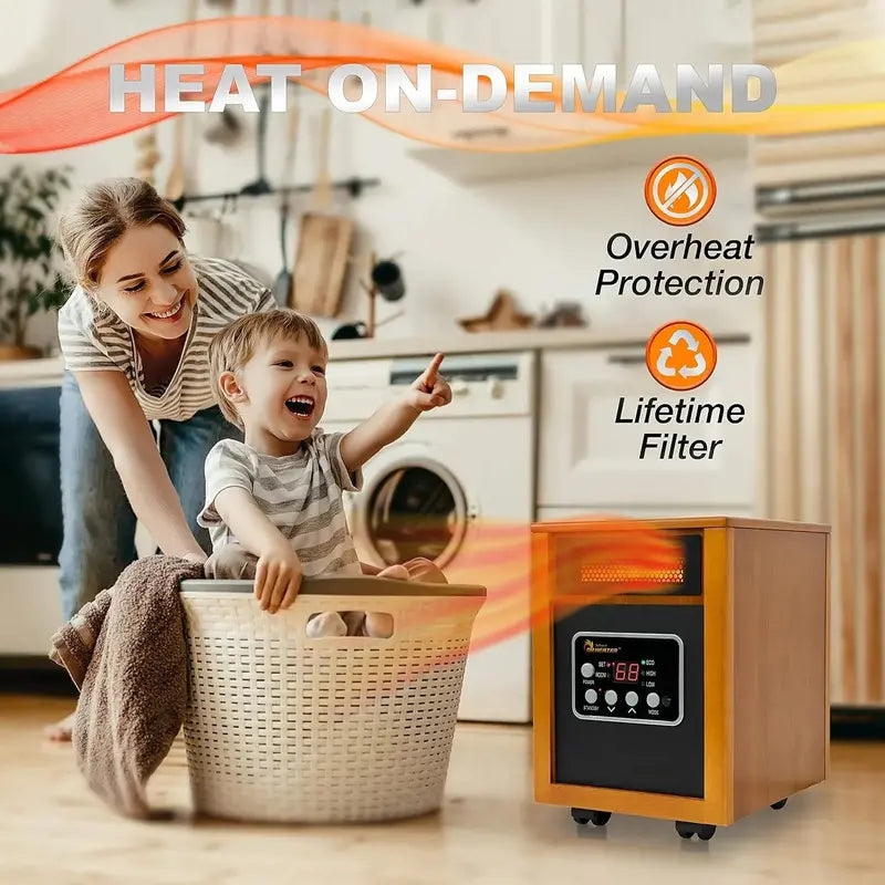 Dr. Infrared Heater Portable Space Heater  1500-Watt Ceramic Heating Unit in Cherry Finish
