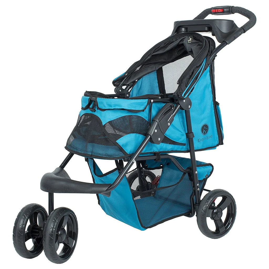 Durable Folding Pet Stroller with Mesh Sides for Dogs & Cats, Mermaid (Open Box)