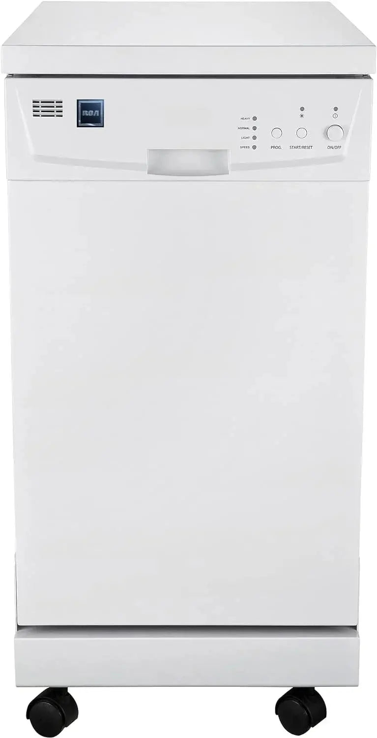 Compact 18-Inch Portable Dishwasher  8-Place Setting Capacity, Space-Saving White Design