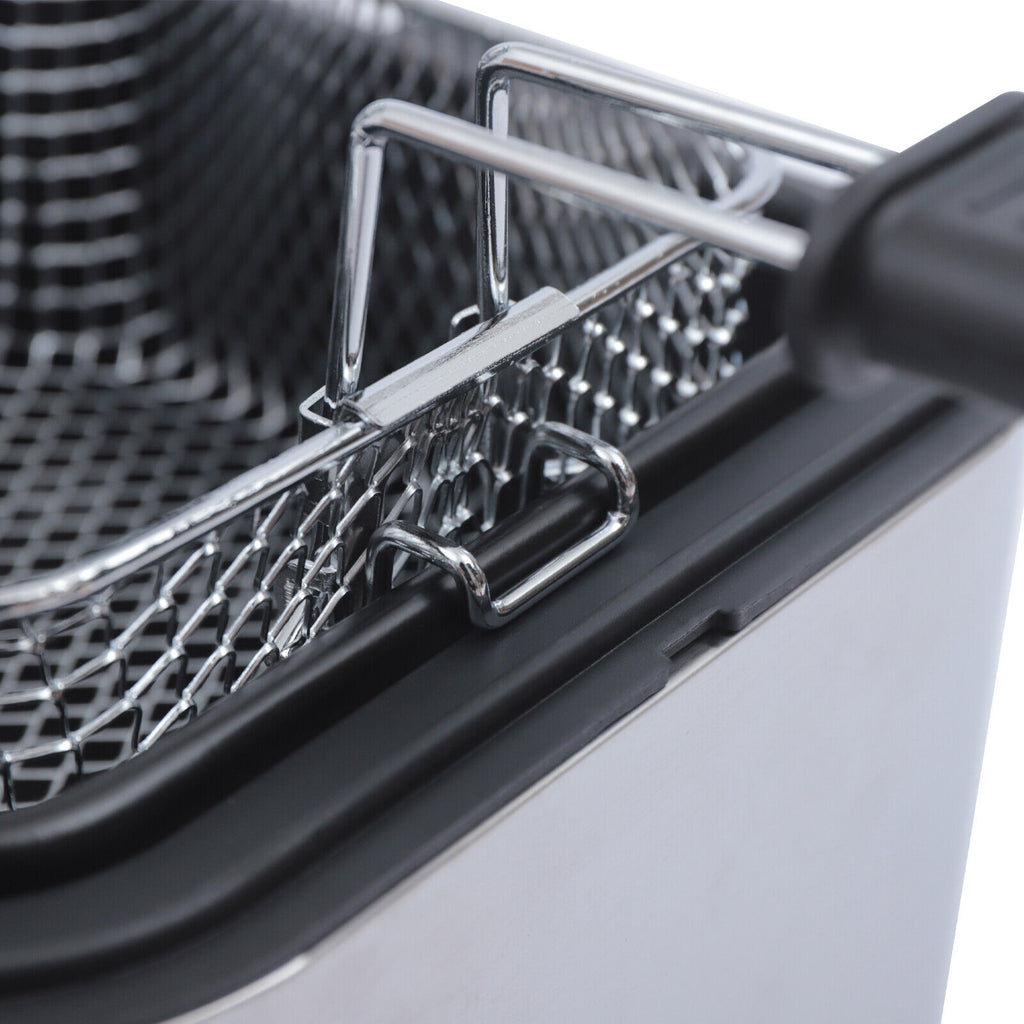 DENEST 1KW Stainless Steel Electric Deep Fryer w/Basket, Adjustable Control Temperature