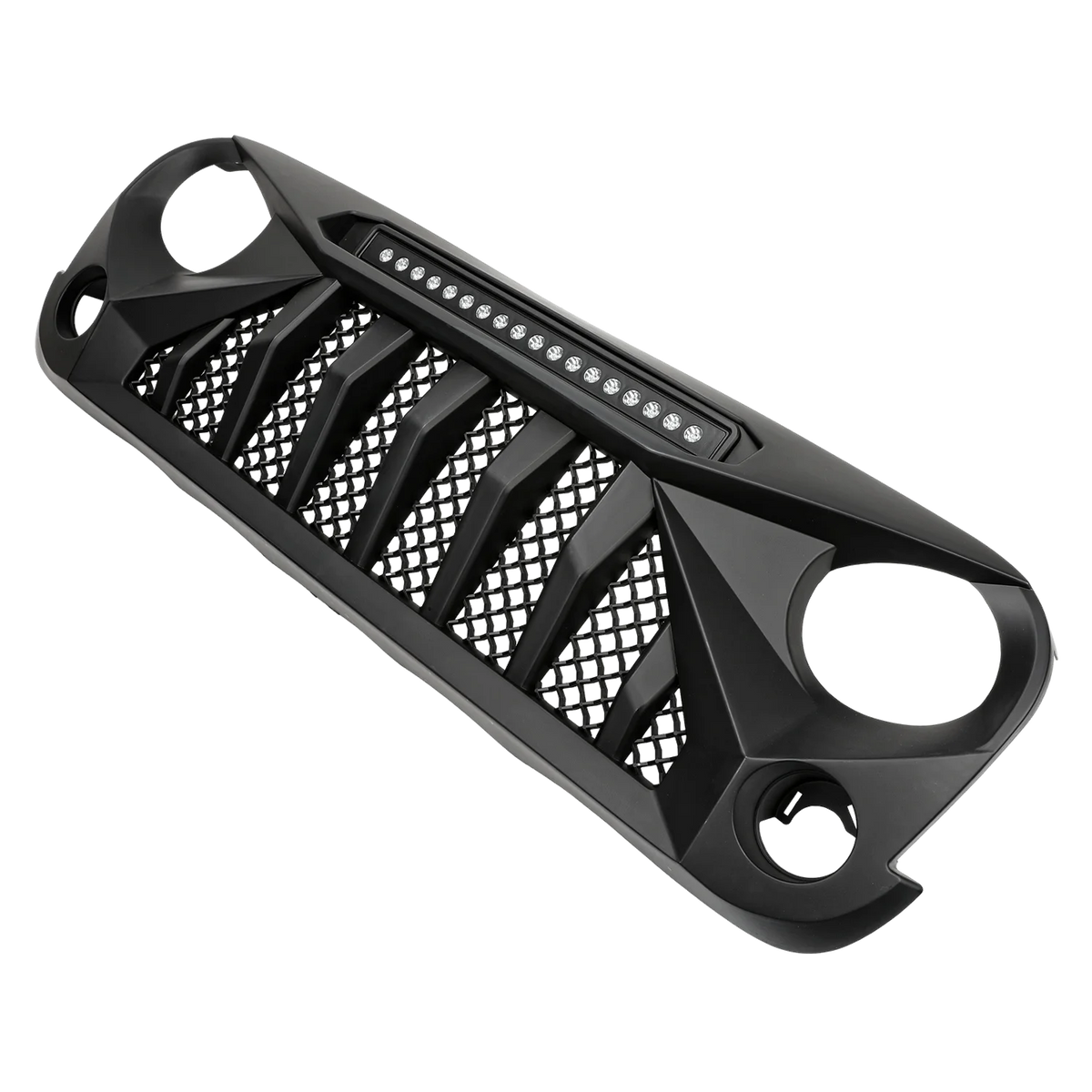 Black Off-Road Lights Front Grill Mars Grille with LED for 07-18 Jeep Wrangler JK
