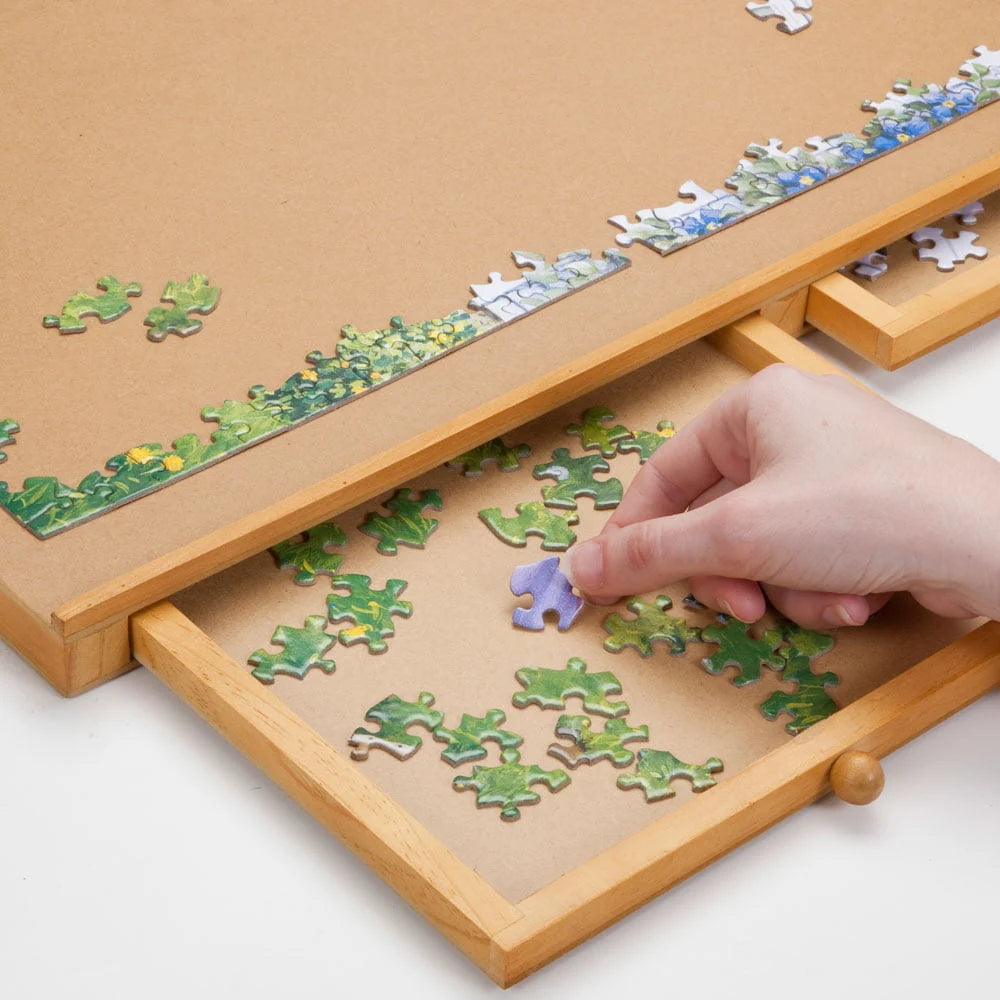 Bits and Pieces Jumbo 1500 Piece Puzzle Plateau W/ Storage Drawers . 26x35"