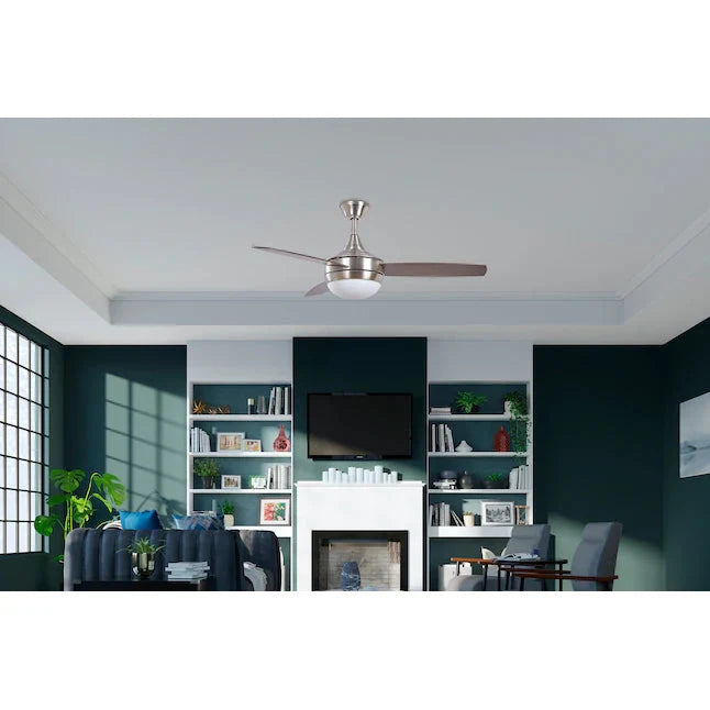 Harbor Breeze Beach Creek 44-in Brushed Nickel LED Indoor Downrod or Flush Mount Ceiling Fan with Light Remote (3-Blade)