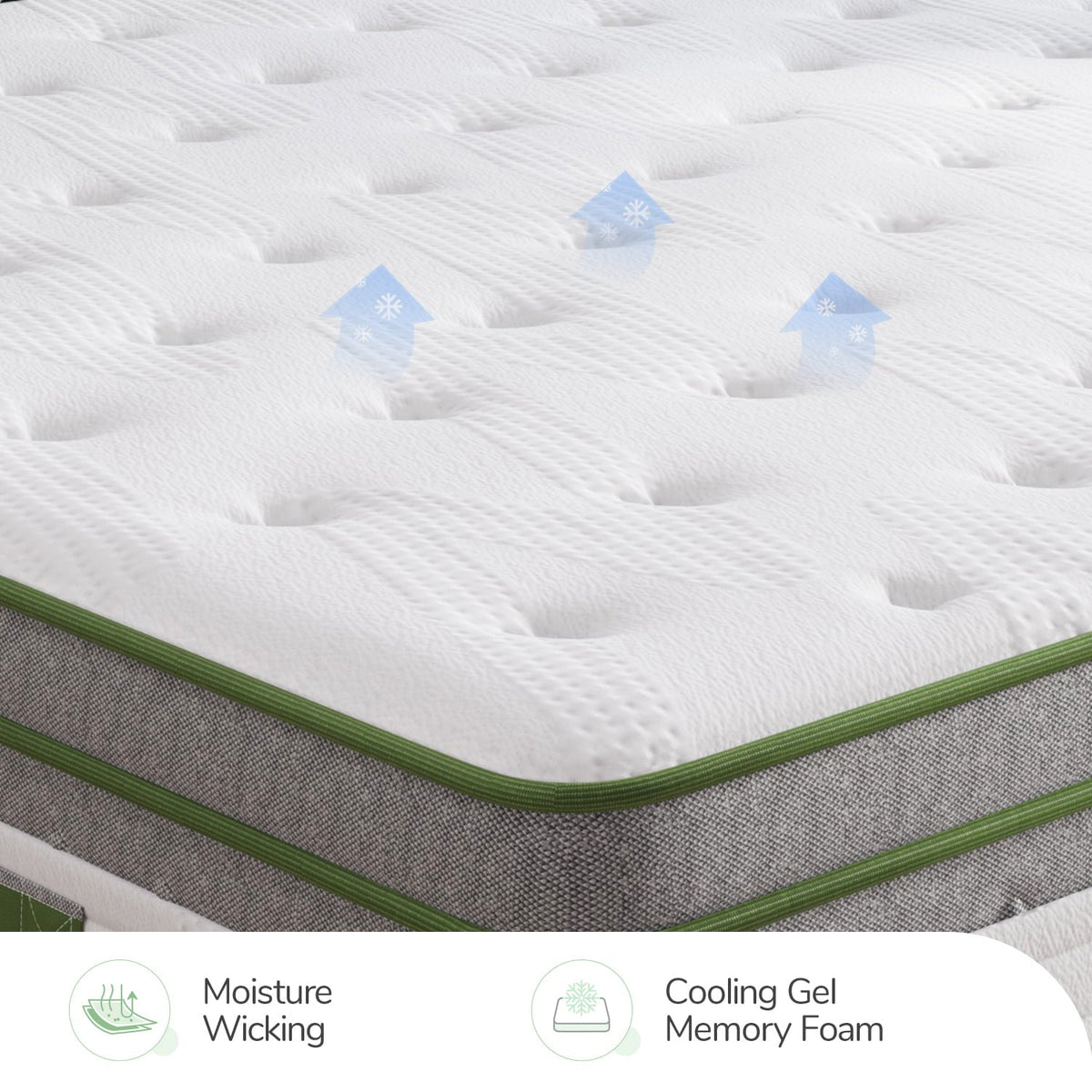 12 inch Queen Mattresses. Pocket Spring Hybrid Mattress with Gel Memory Foam for Cool Sleep
