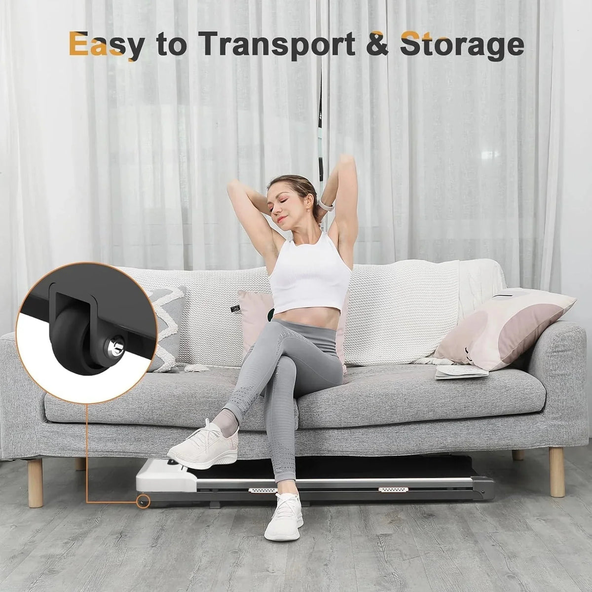 CoolHut 2.5Hp Walking Pad, Walking Area 2 in 1 Under Desk Treadmill,300lb Walking Treadmill with Remote Control and LED Display, Quiet, Compact & Small Treadmill for Home & Office. White