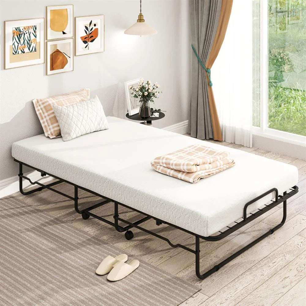 Kepooman Twin Size Folding Bed with Memory Foam Mattress and Heavy - Duty Metal Frame