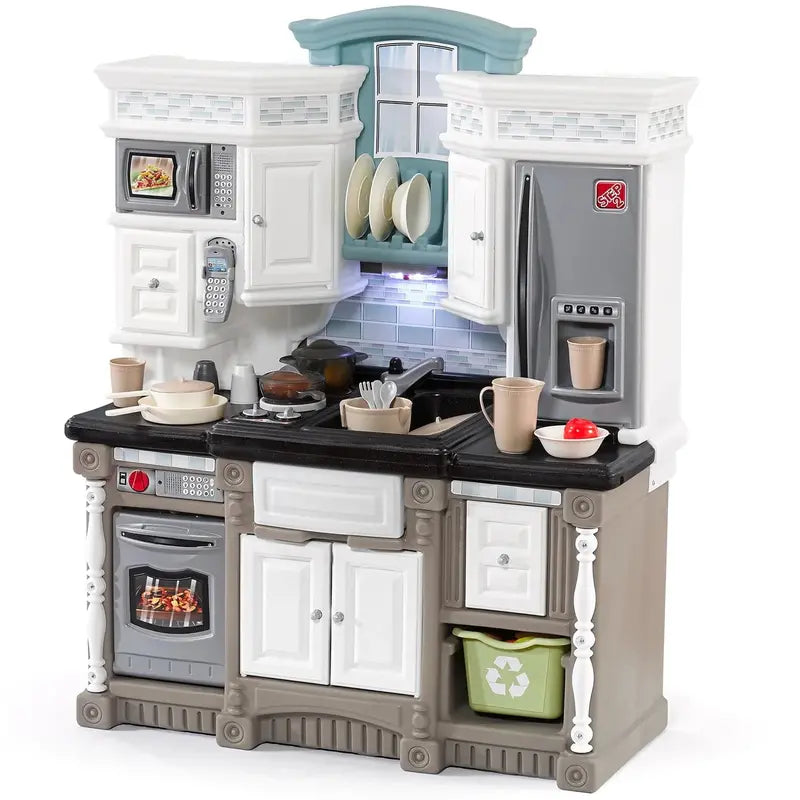 Step2 Lifestyle Dream Kitchen Playset – Interactive Toddler Pretend Kitchen with Electronic Sounds, Lights, and Role-Play Accessories
