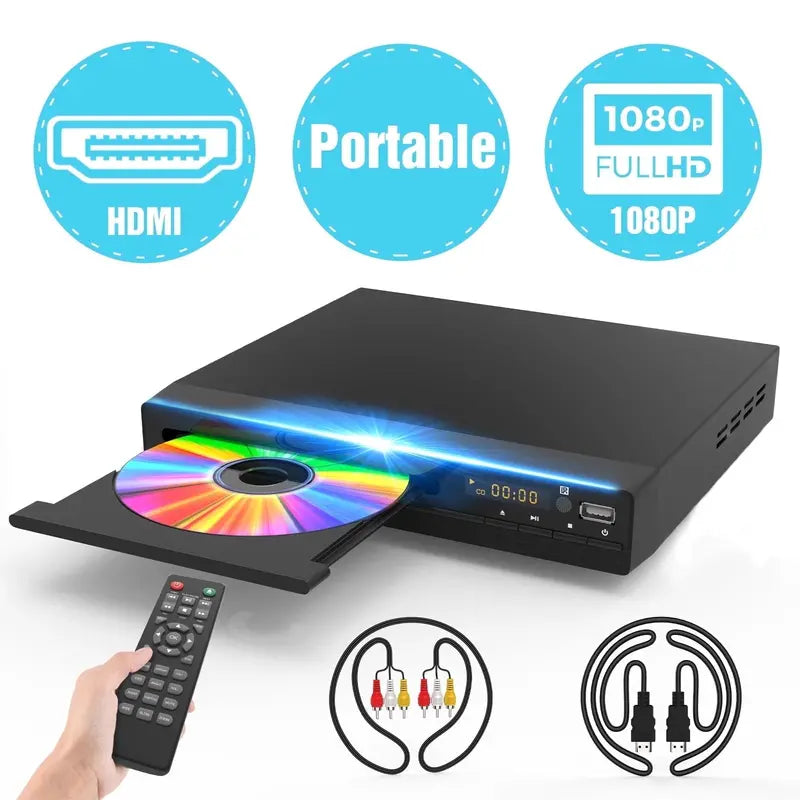 DR. J 1080P Upscaling DVD Player with HDMI, USB, Multi-Format Support, Anti-Shock for TV & Home Theater