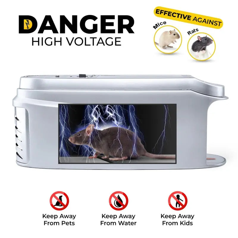 Teal Elite Electric Mouse Trap – Silver Rodent Zapper, LED Alert Light, Modern Indoor Pest Control (RZ100-B)