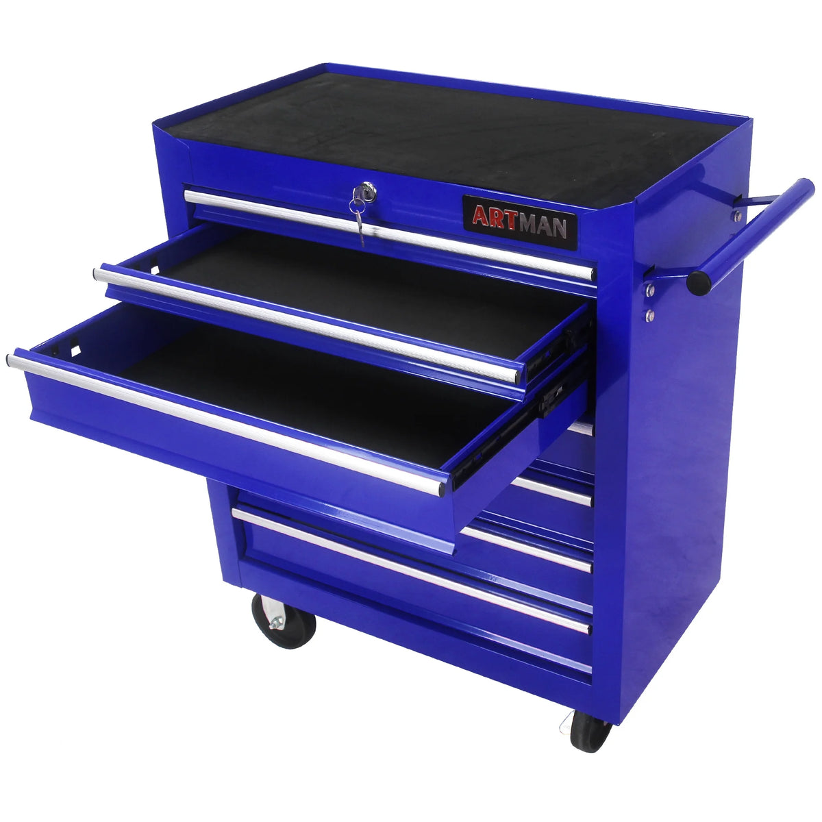 Aukfa Tool Chest, 24.5 in 7 - Drawer Steel Rolling Tool Box on Wheels for Workshop Garage, Red