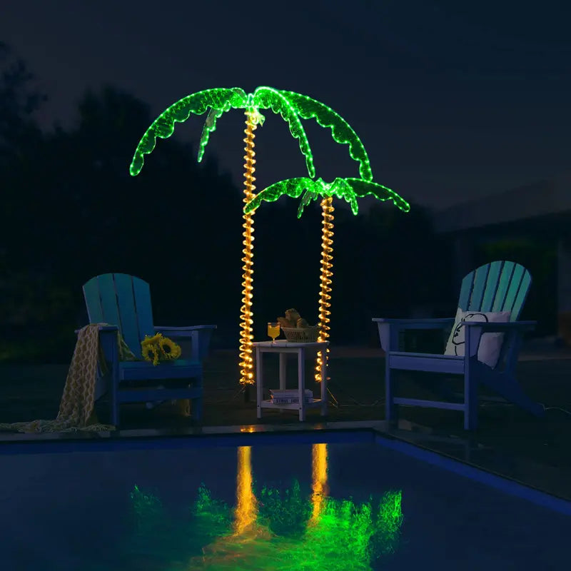 Outdoor Lighted Palm Tree Decor – Weatherproof Illuminated Patio Accent for Evening Ambiance
