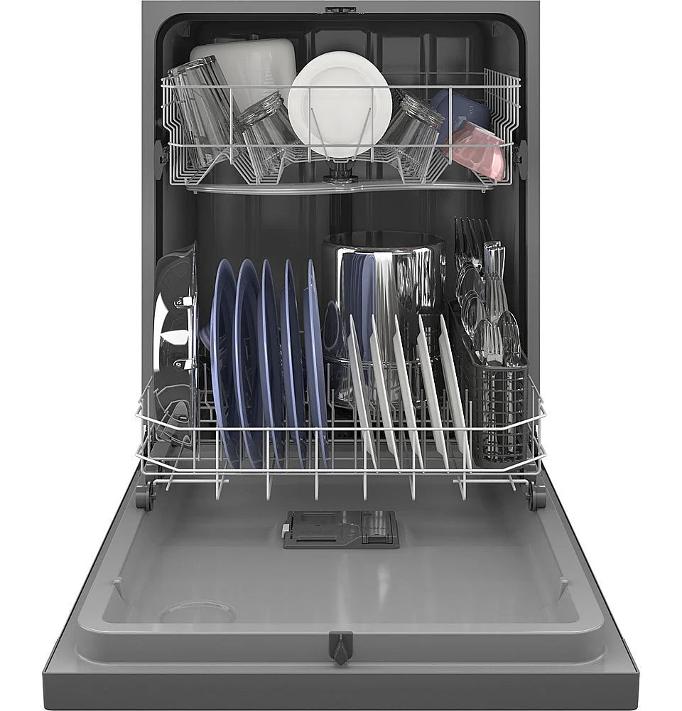 GE - Front Control Built-In Dishwasher with 59 dBA - Stainless steel