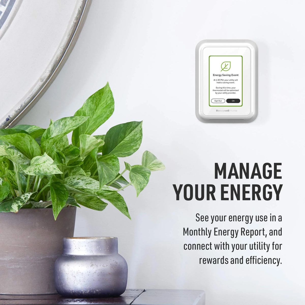 Honeywell Home T9 WiFi Smart Thermostat, Smart Room Sensor Ready, Touchscreen Display, Alexa and Google Assist White