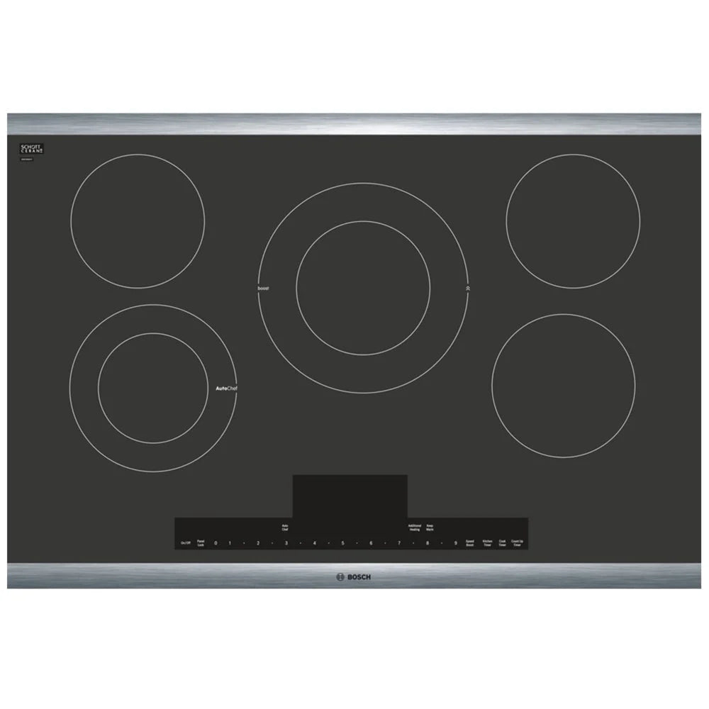 Bosch - Benchmark Series 30" Built-In Electric Cooktop with 5 elements and Stainless Steel Frame - Black with Stainless Steel Trim