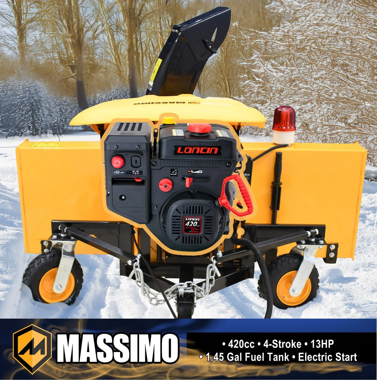 Massimo 60" Snow Blower 2 - Stage - 13HP 420cc Gas Powered UTV/ATV Attachment for Heavy Duty Snow Removal
