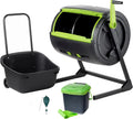Complete Composting System  Dual 65-Gallon Tumbling Drums, Maze Cart, 1.85-Gallon Kitchen Bin, Corn-Based Bags & Retractable Plant Trellis