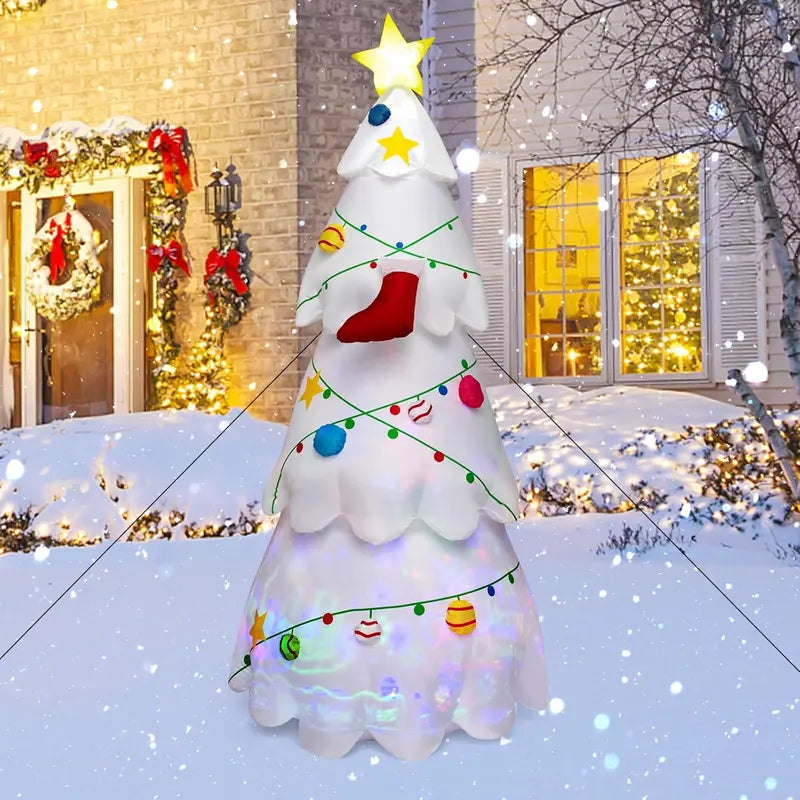 Tangkula 8ft Lighted Inflatable Christmas Tree with Rotating LED Lights, Waterproof Polyester for Indoor/Outdoor Holiday Decor
