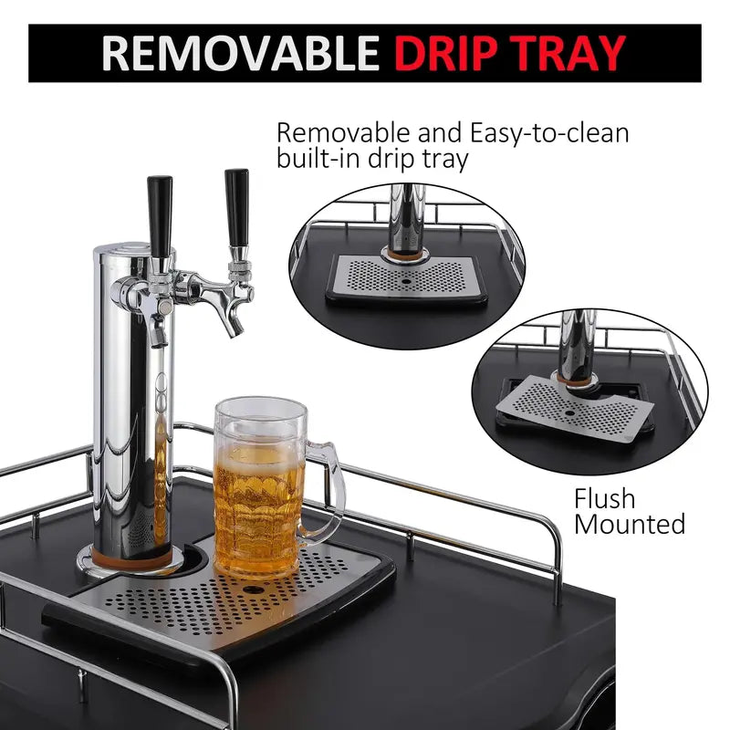 Dual-Tap Kegerator  Full-Size Stainless Steel Draft Beer Dispenser with CO2 Tank and Precision Temp Control (32 F 0 F)