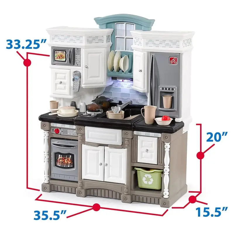Step2 Lifestyle Dream Kitchen Playset – Interactive Toddler Pretend Kitchen with Electronic Sounds, Lights, and Role-Play Accessories
