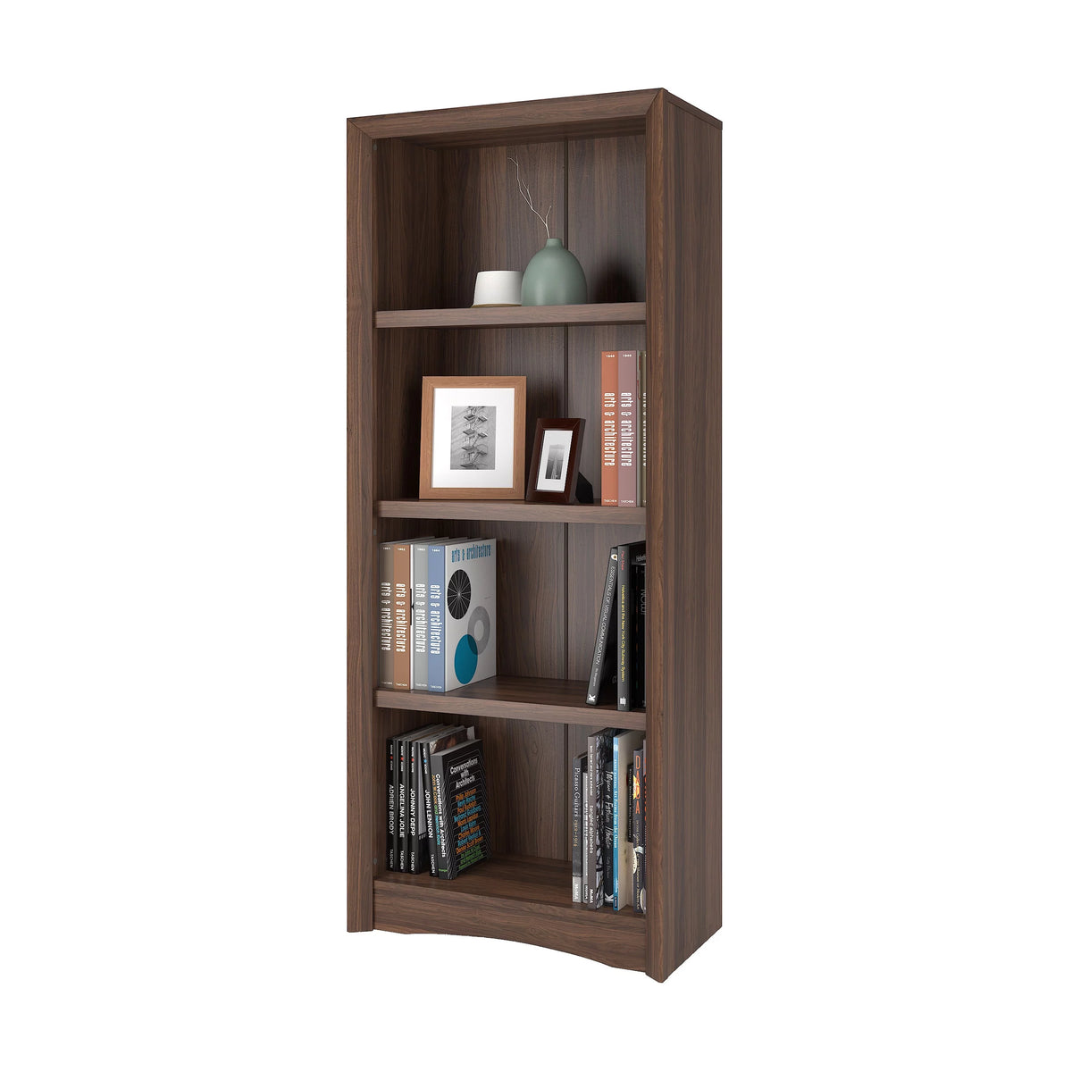 CorLiving Quadra Brown Engineered Wood Tall Adjustable 4 Shelf Vertical Bookcase