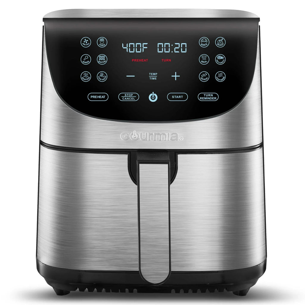 Gourmia 7-Qt Digital Air Fryer with Guided Cooking . Easy Clean . Stainless Steel
