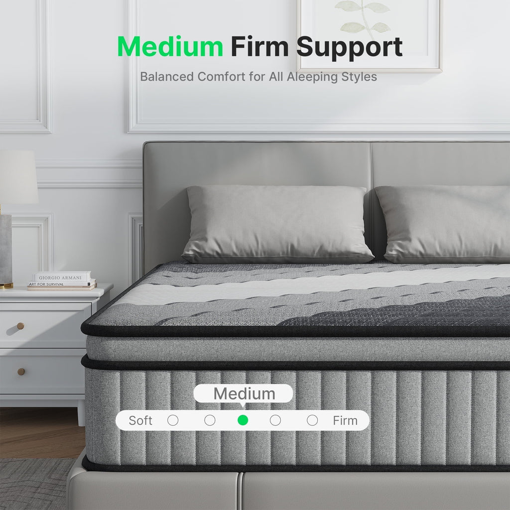 BEHOST Twin Mattress 10 in, Certipur - US Certified Eco - Friendly Twin Memory Foam Mattress, Motion - Free Pocket Springs Hybrid Mattress Twin Size